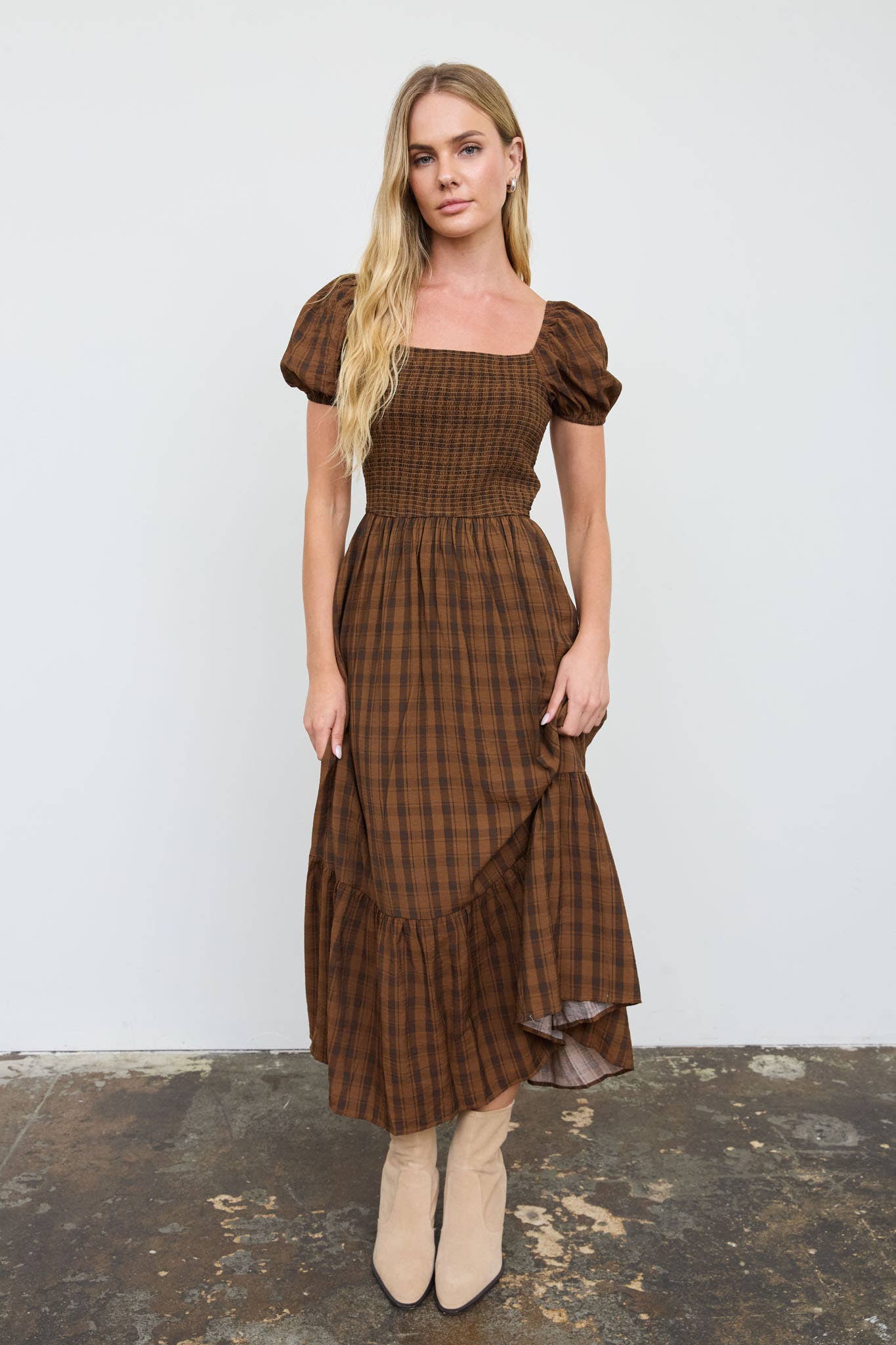 Sissy Plaid Midi Dress