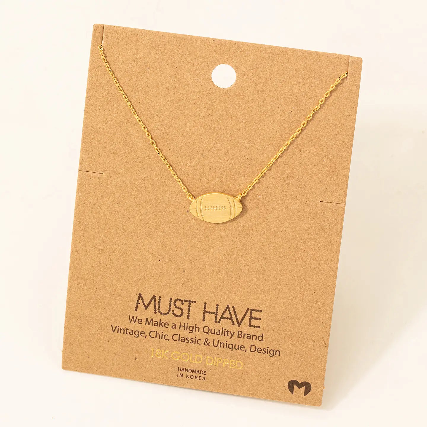 Dainty Football Necklace | Gold