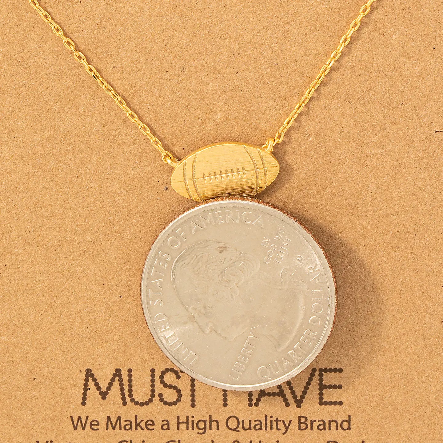 Dainty Football Necklace | Gold