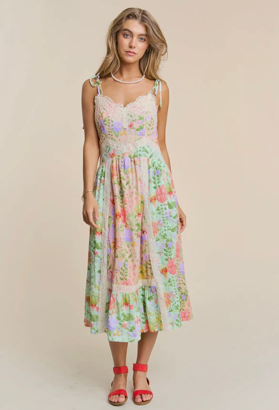 Garden Party Floral Tiered Midi Dress