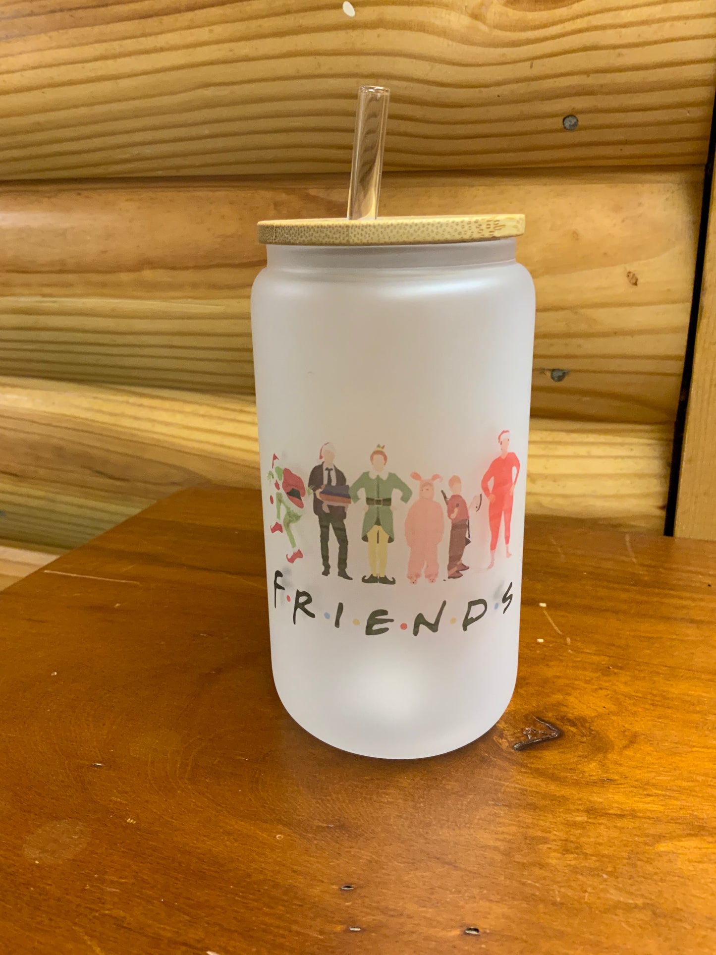 Christmas Can Glass with Bamboo Lid | CHRISTMAS | MULTIPLE DESIGNS