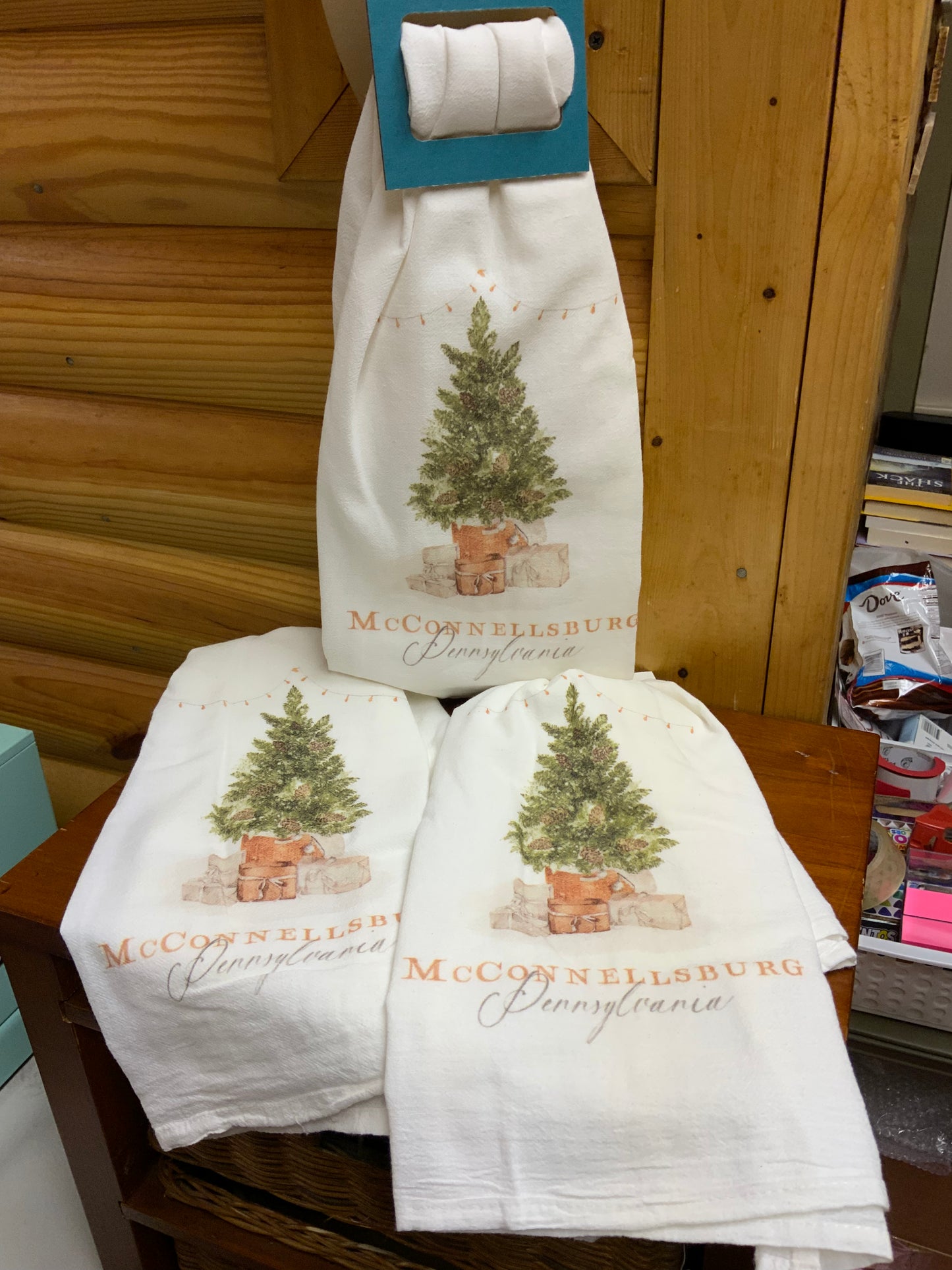 Cottage Tree McConnellsburg, PA Tea Towel | CHRISTMAS