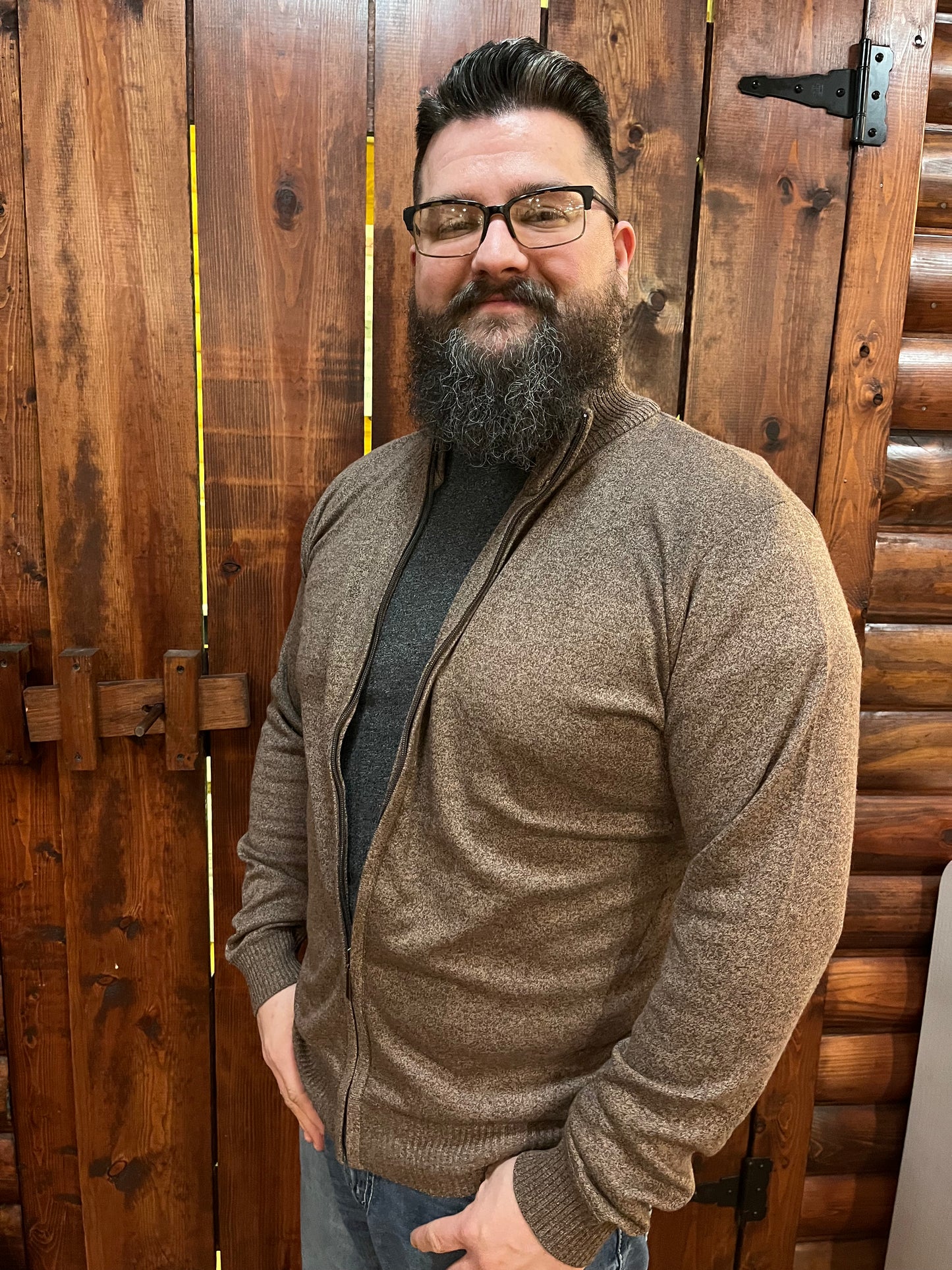 Men's Solid Full Zip Sweater