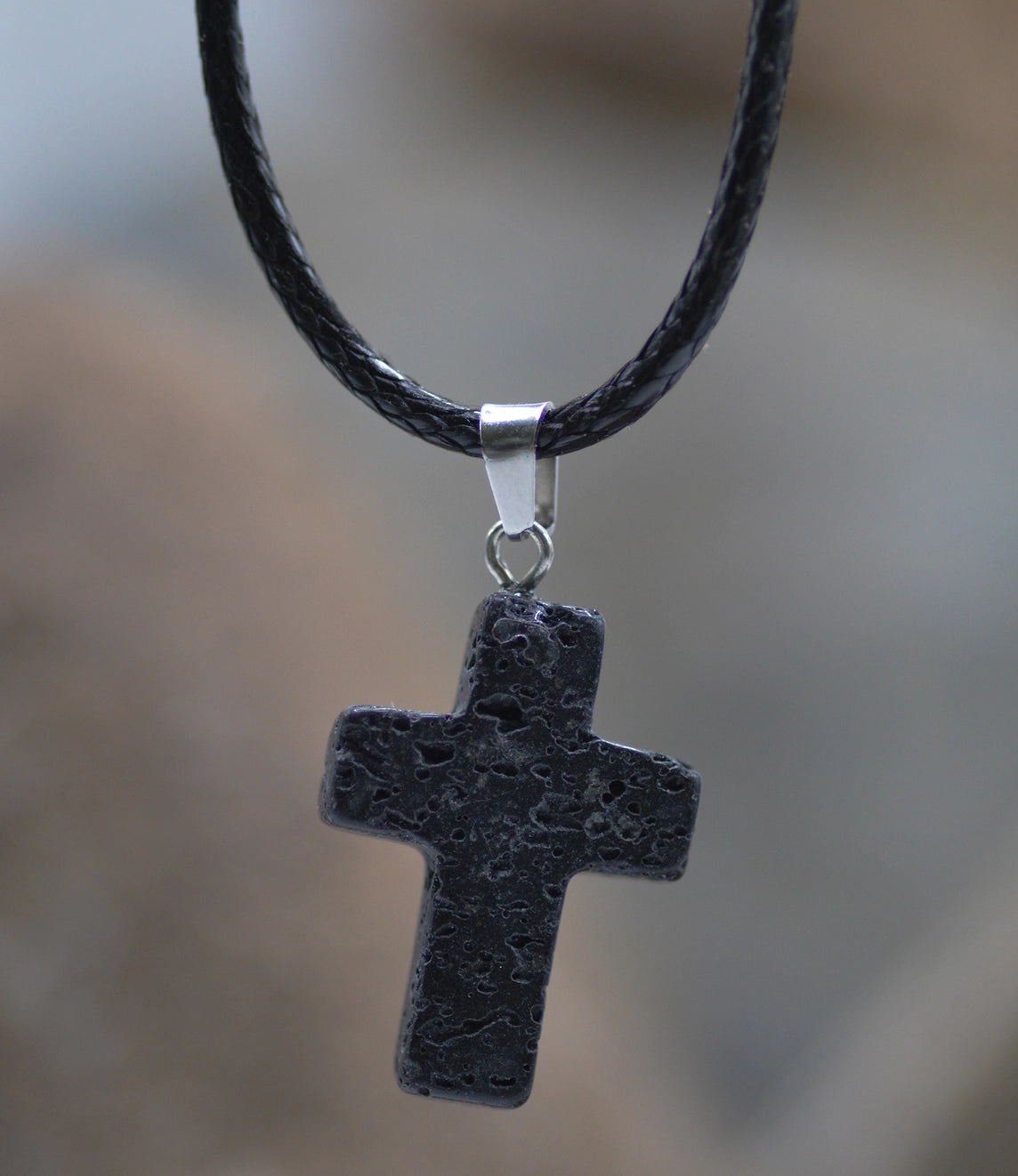 Lava Stone Cross Necklace