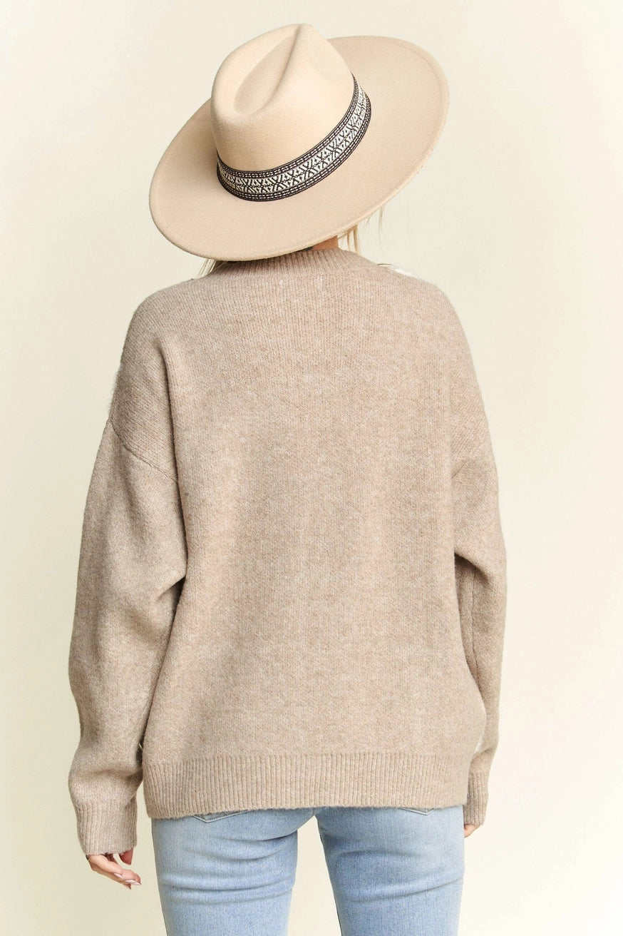 Morgan Puff Checkered Cardigan Sweater