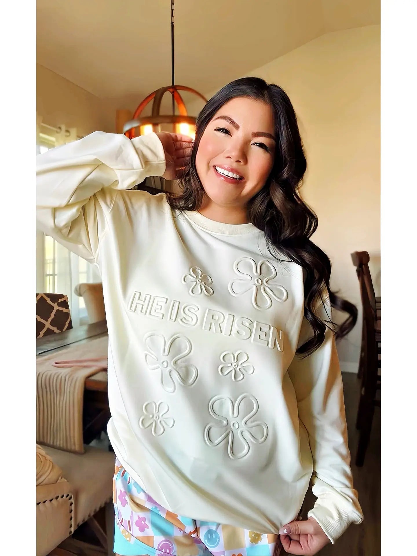 He Is Risen Embossed Crewneck