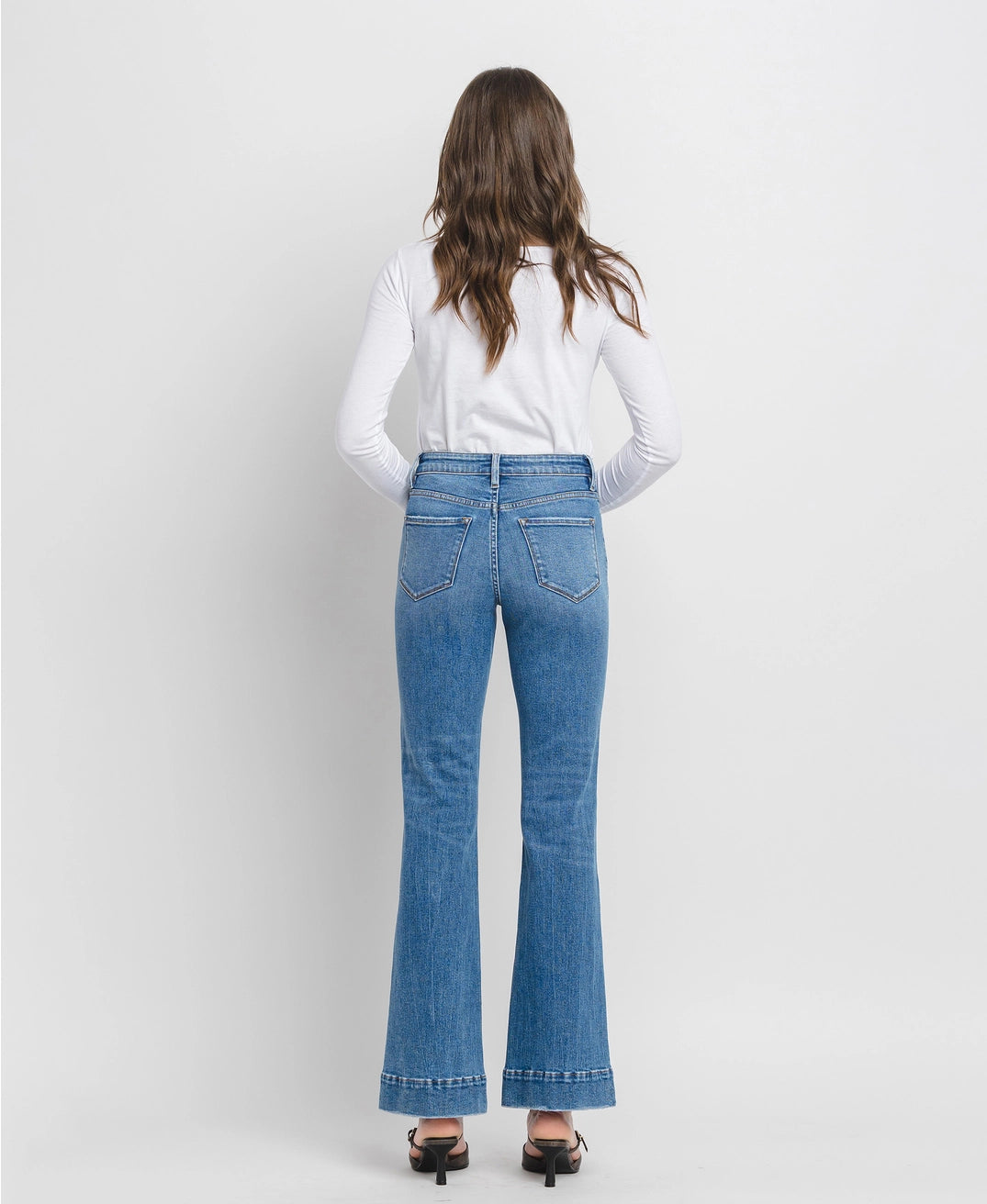 Bella High Rise Trouser Hem Relaxed Flare Jeans | Vervet by Flying Monkey