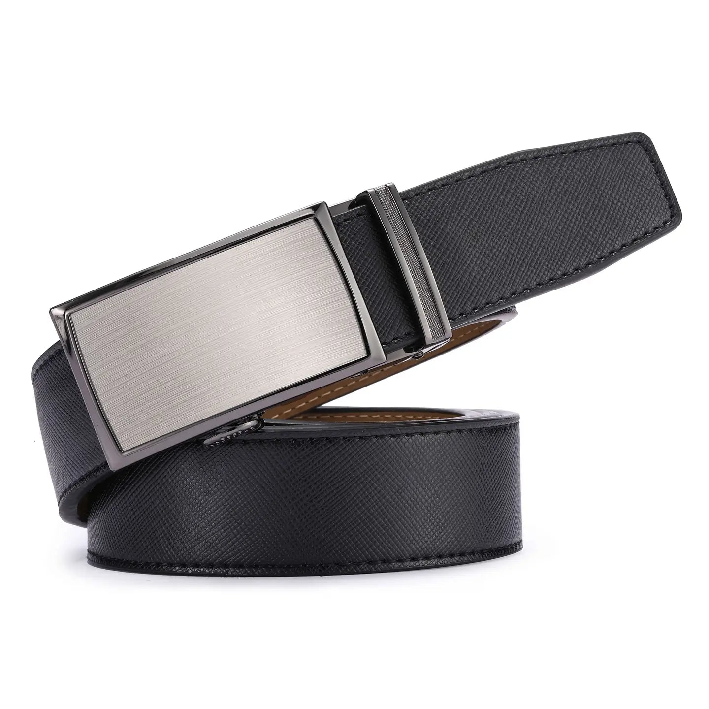 Rimmed Imprinted Ratchet Belt Onyx Obsidian