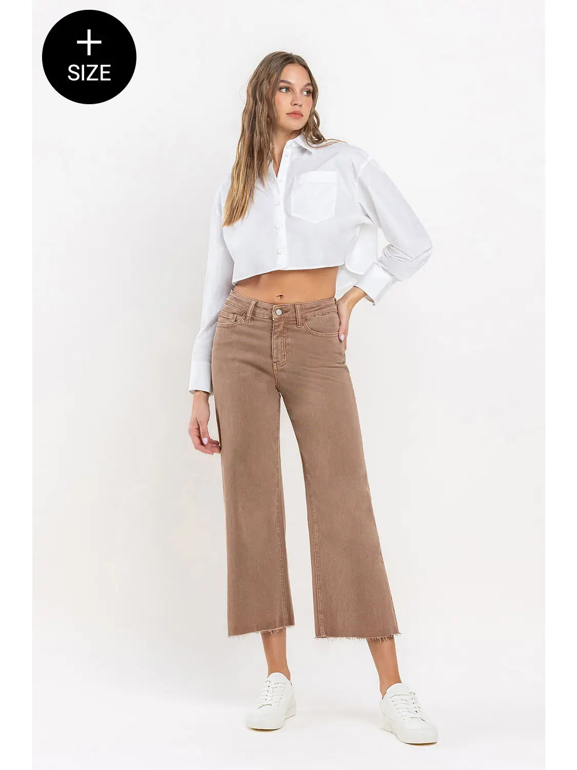 Olivia High Rise Crop Wide Leg Jeans | Chocolate Malt | VERVET