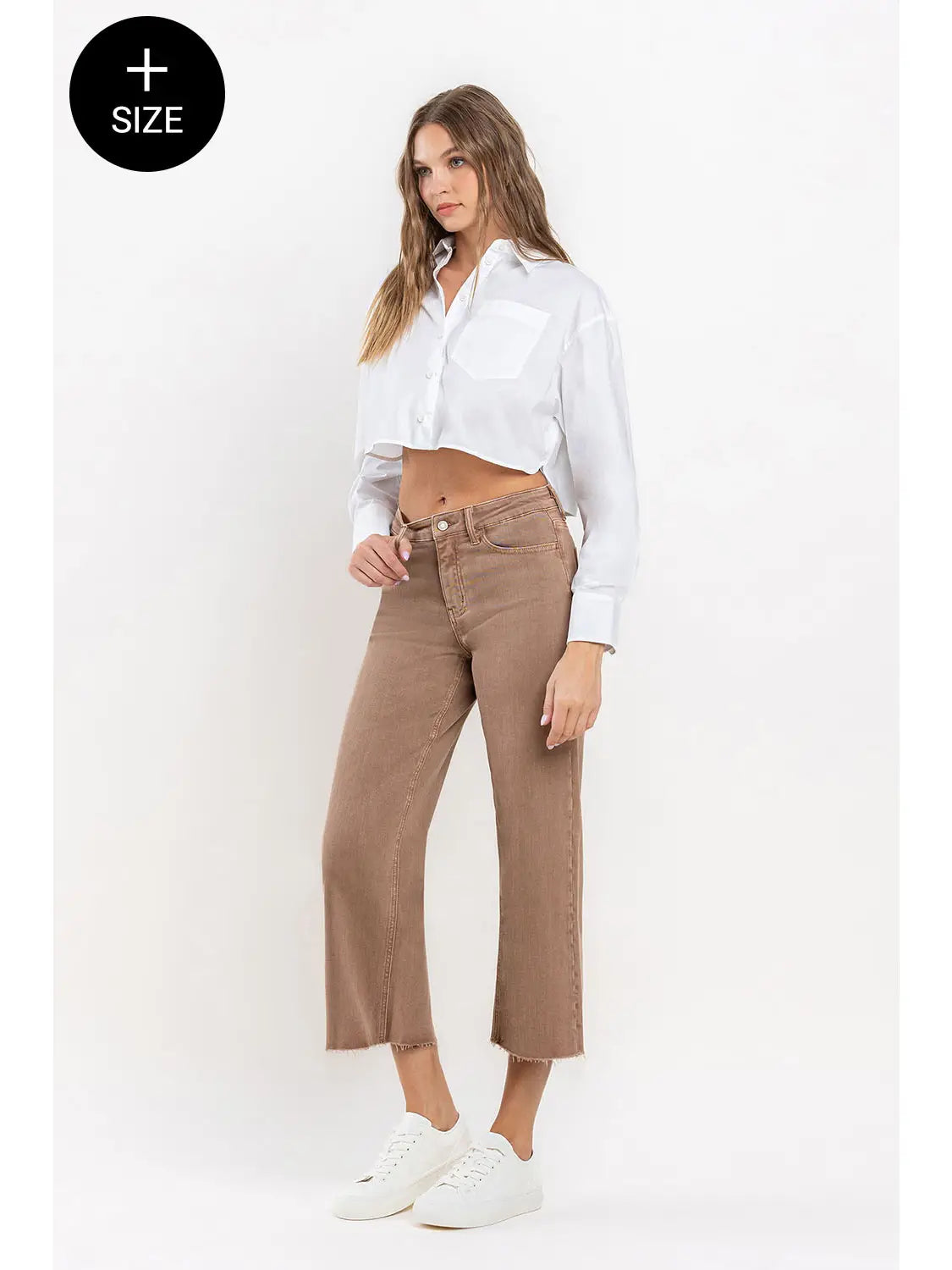 Olivia High Rise Crop Wide Leg Jeans | Chocolate Malt | VERVET