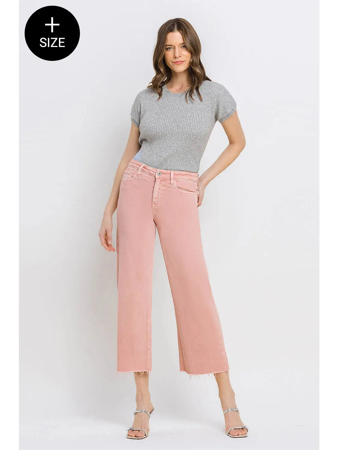 Olivia High Rise Crop Wide Leg Jeans | Desert Blush | VERVET