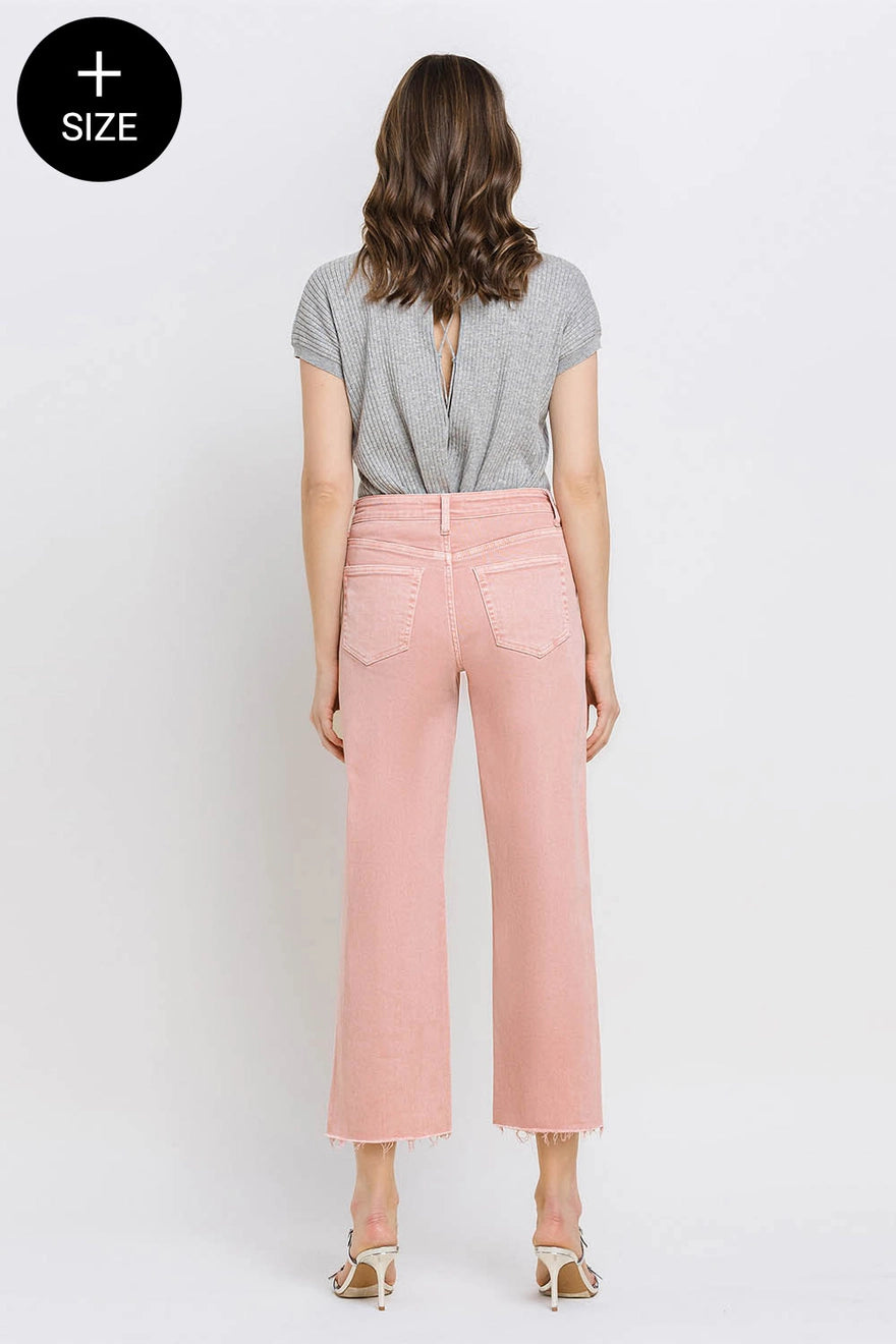 Olivia High Rise Crop Wide Leg Jeans | Desert Blush | VERVET