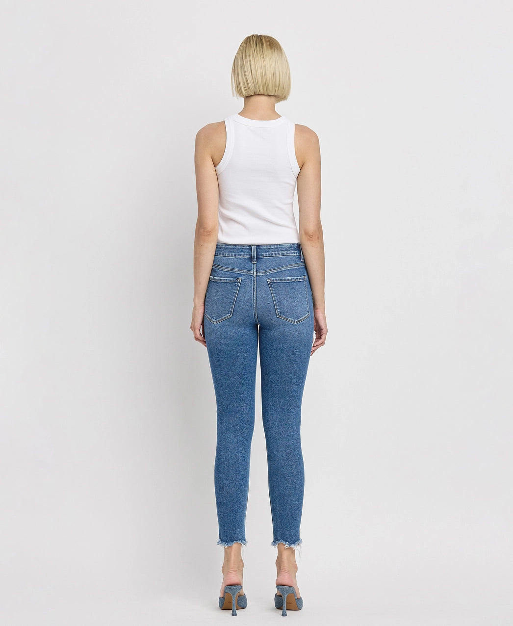 VERVET High Rise Raw Hem Skinny Jeans