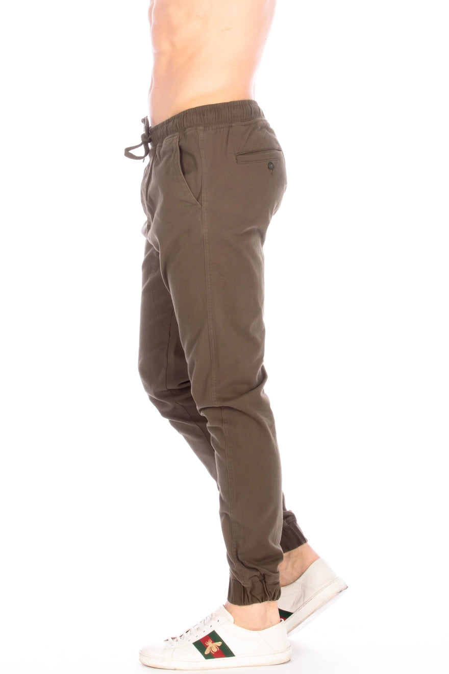 Men's Olive Twill Jogger Pants