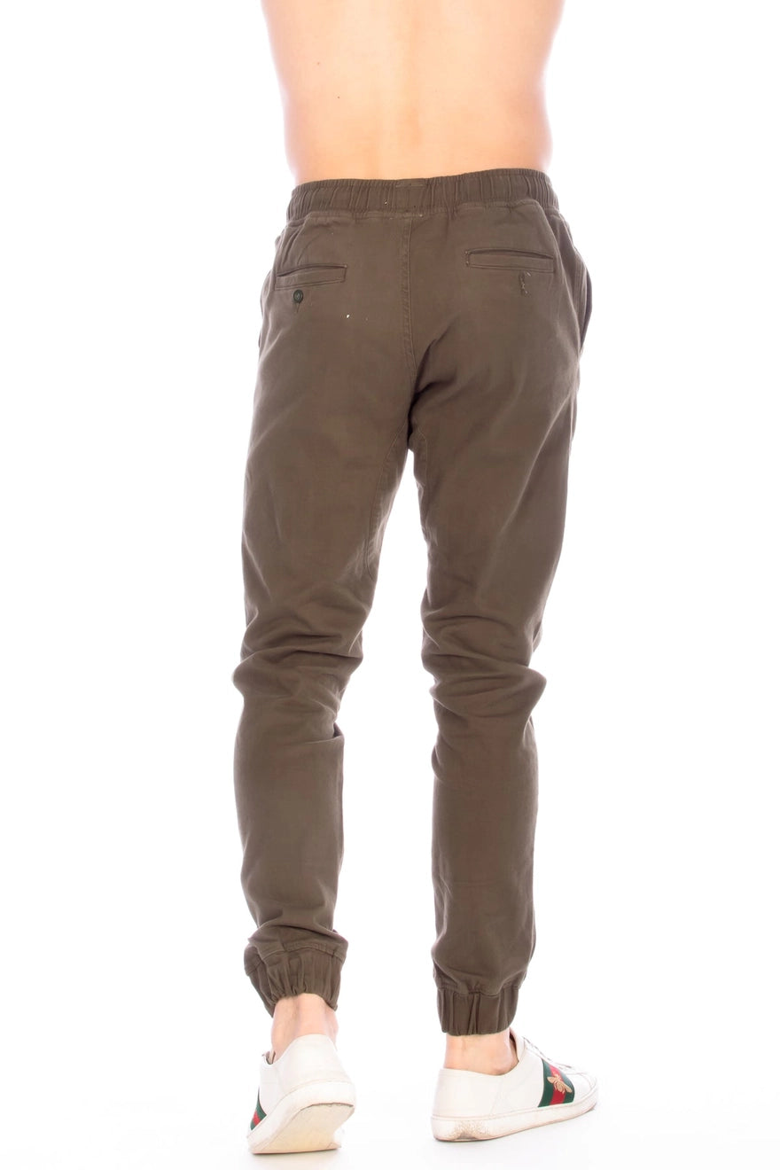 Men's Olive Twill Jogger Pants