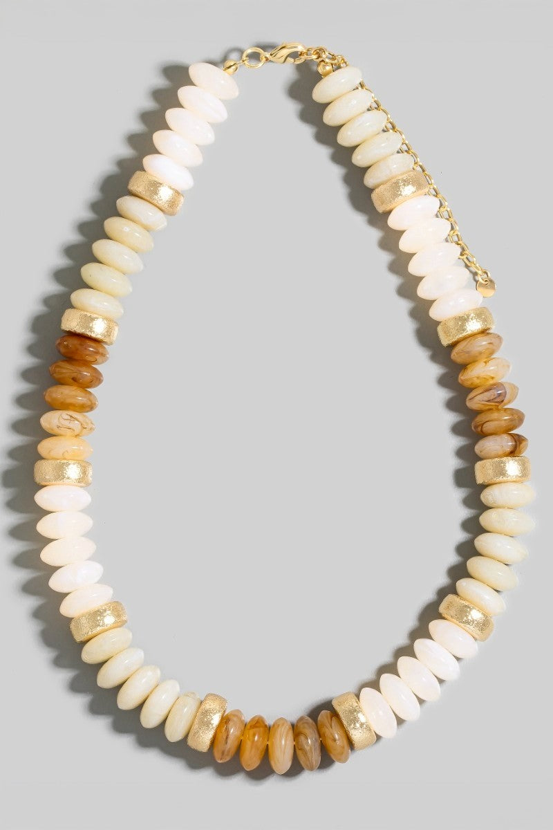Marble and Gold Metallic Beaded Necklace