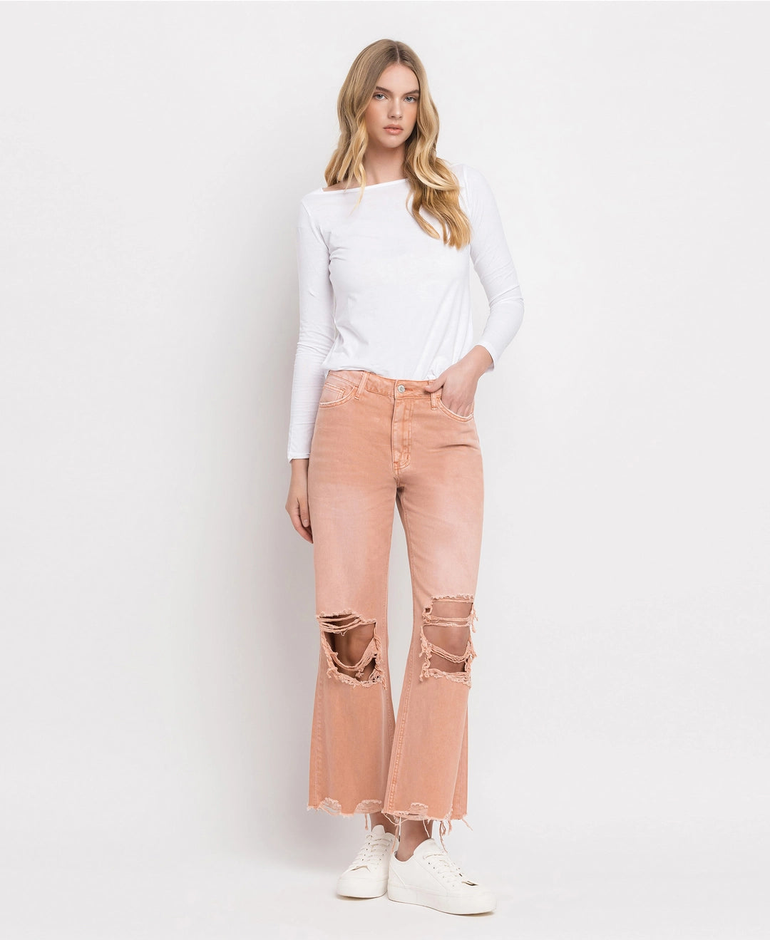 Leslie 90's Vintage Super High-Rise Crop Flare Jeans | Brandied Melon | VERVET
