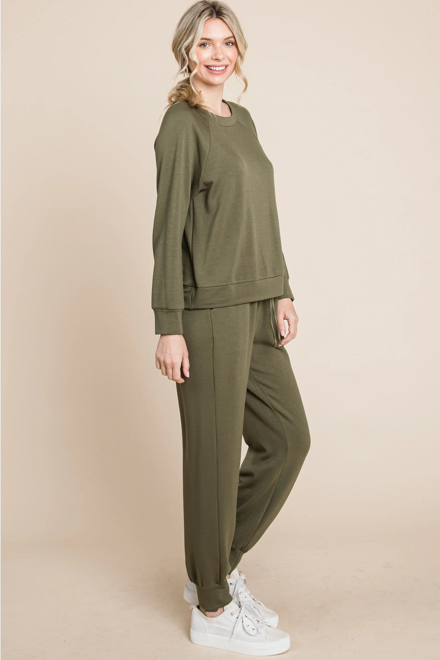 Olive Fleece Loungewear Set