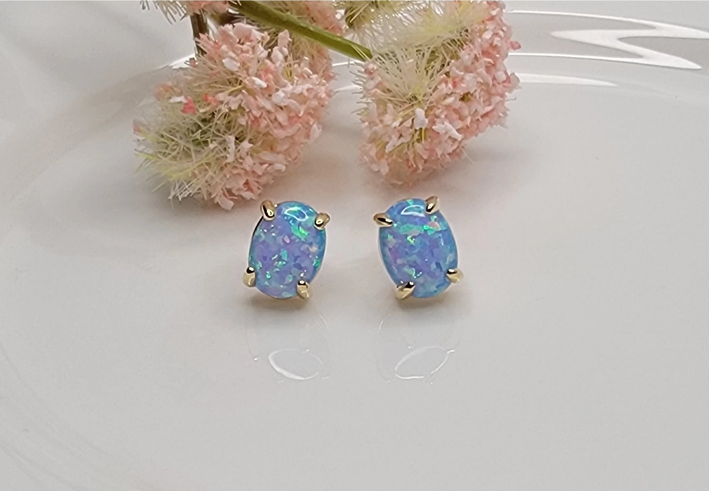 Oval Opal Stud Earrings