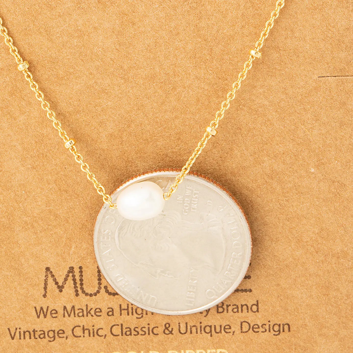 Chain Link Pearl Charm Necklace | MULTIPLE COLORS