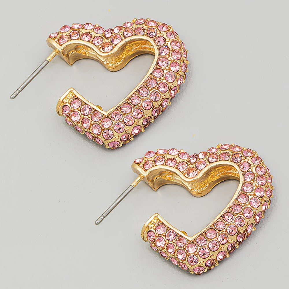 Pink Heart Hoop Earrings