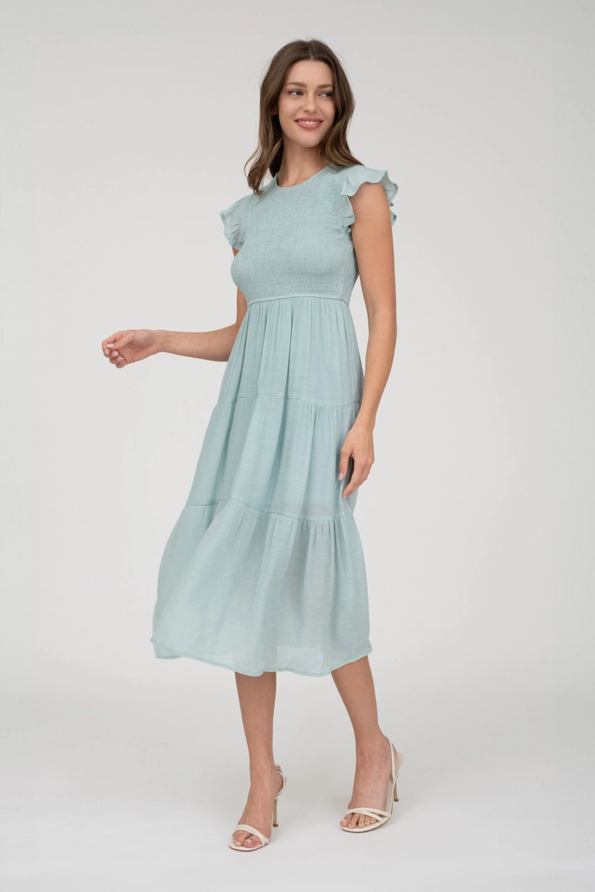 Renee | Smocked Tiered Midi Dress