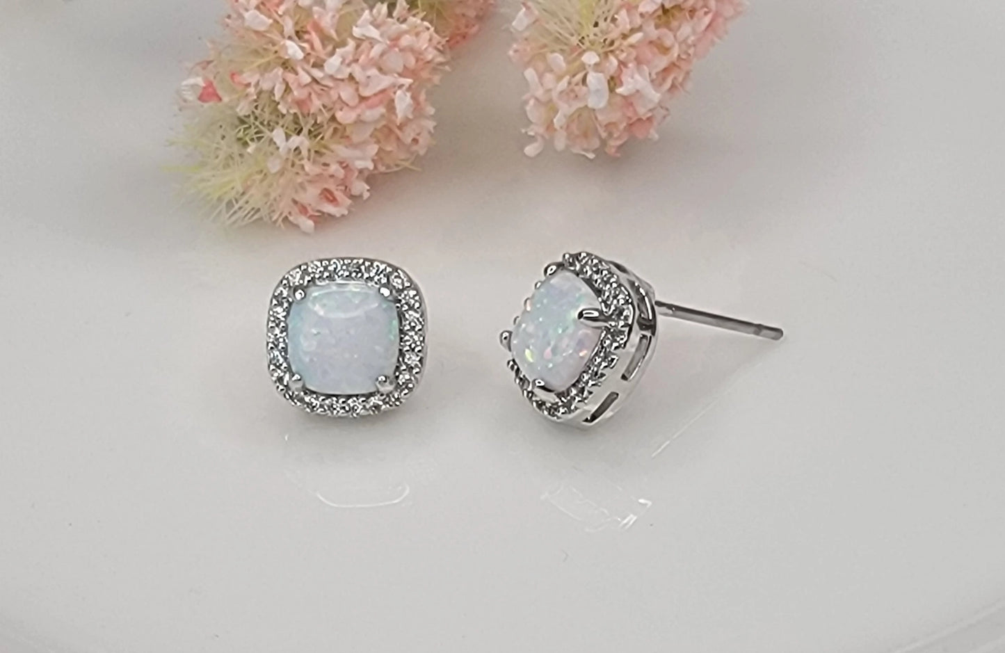 Square Opal Stud Earrings | MULTIPLE COLORS