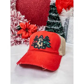 Christmas Tree Patch Ponytail Hat