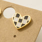 Checkered Heart Stud Earrings | GOLD