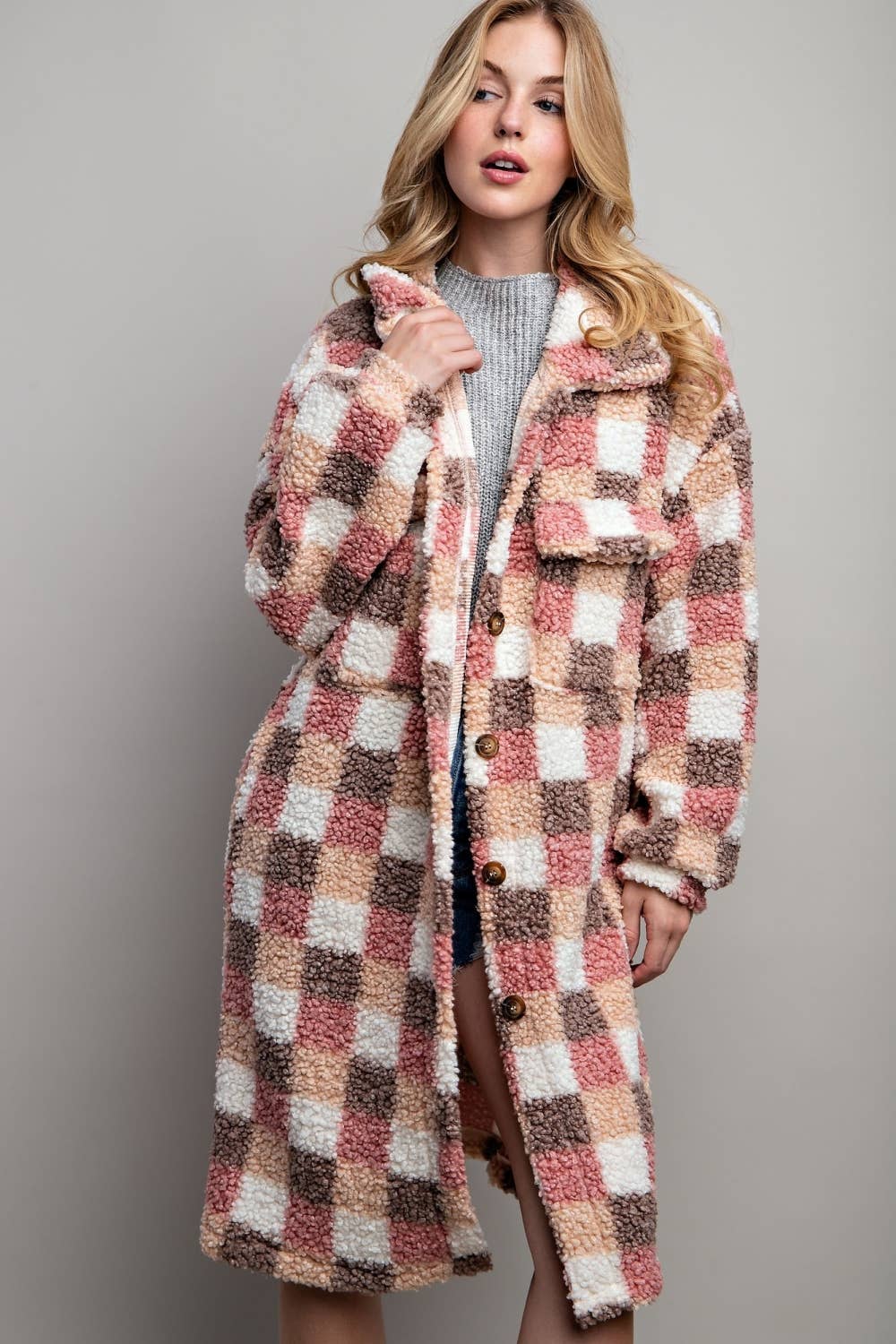 Gracie Checkered Teddy Jacket