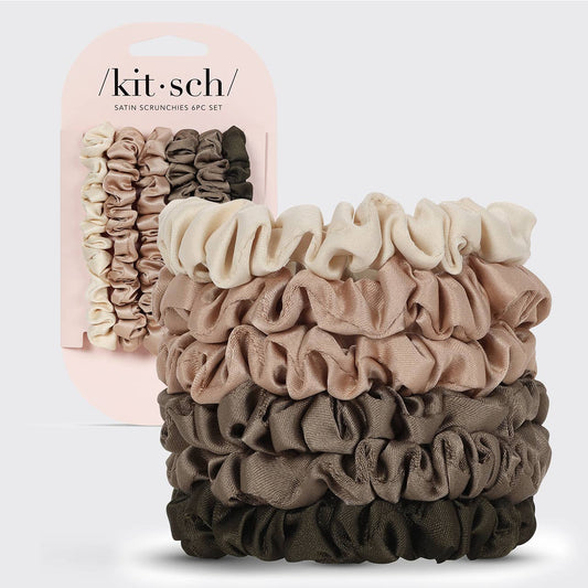 KITSCH Ultra Petite Satin Scrunchies Set - Eucalyptus