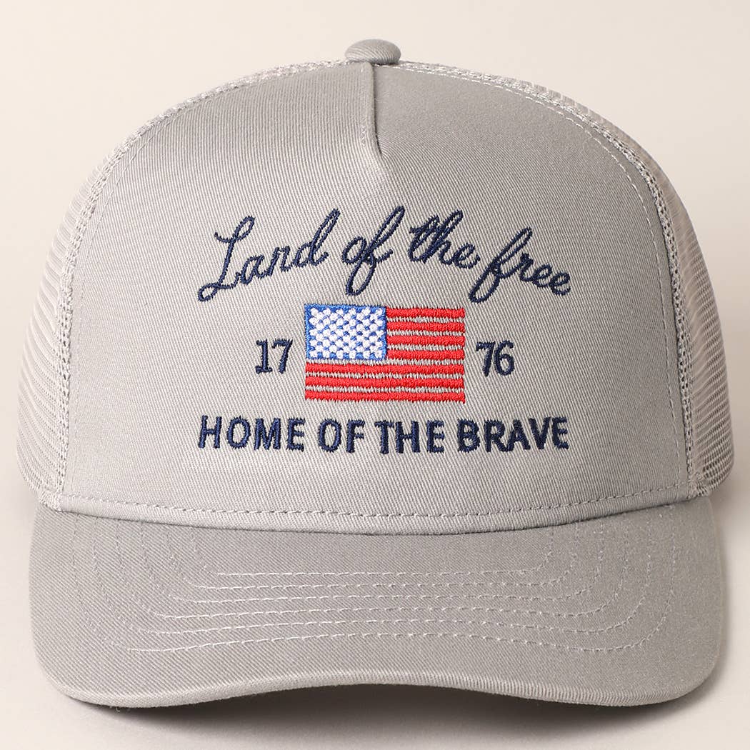 Land Of The Free Embroidery Trucker Hat