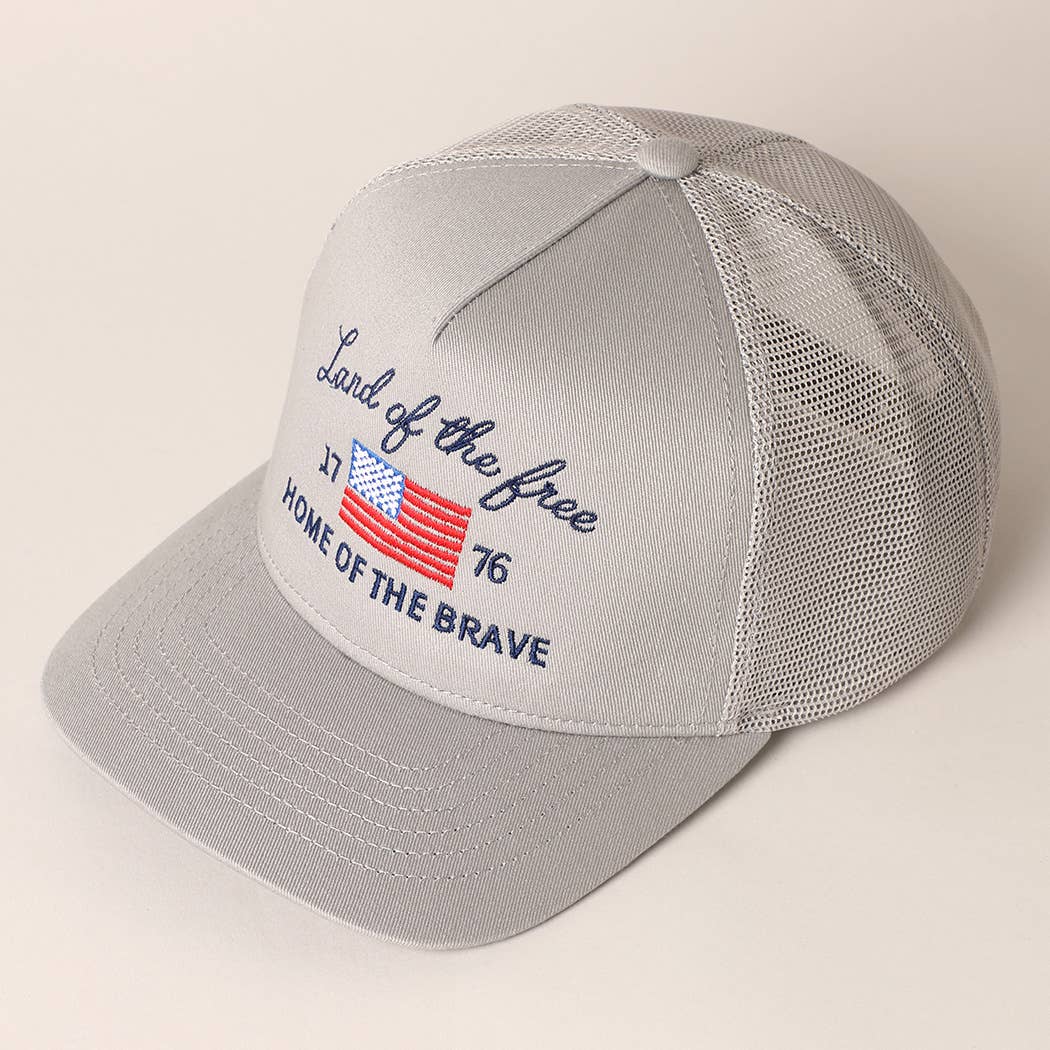 Land Of The Free Embroidery Trucker Hat