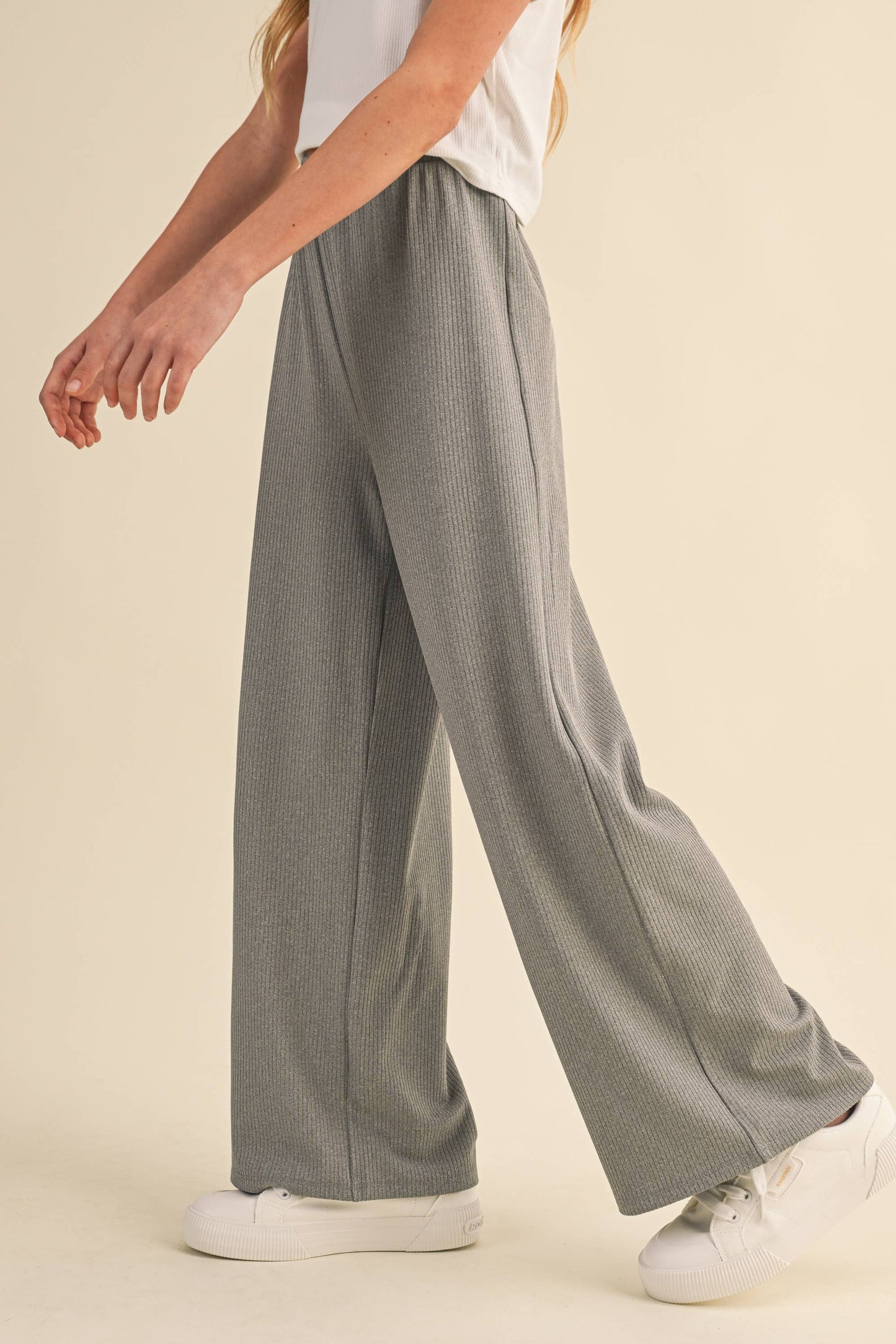Girls Wide Leg Ribbed Pants