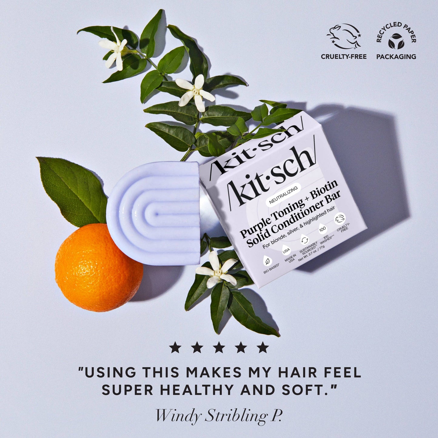 KITSCH Purple Toning Shampoo & Conditioner Bar Set | For Color-Treated & Grey Hair