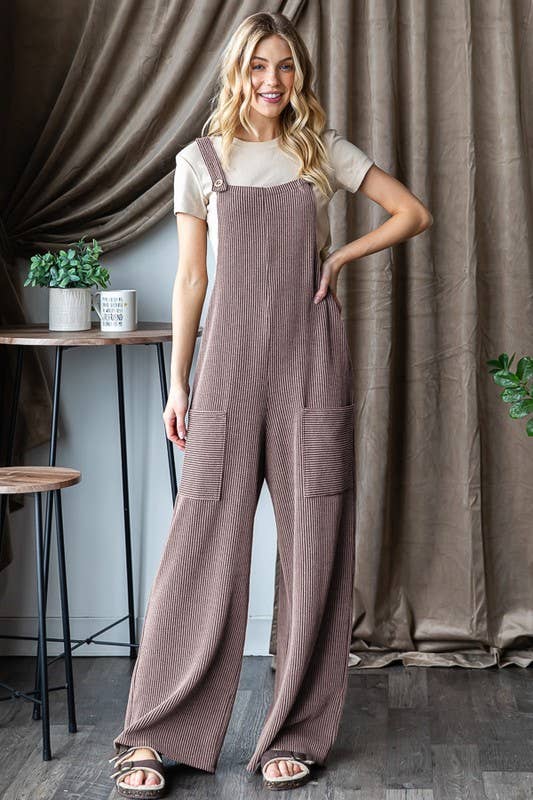 Ava Ribbed Overall Jumpsuit