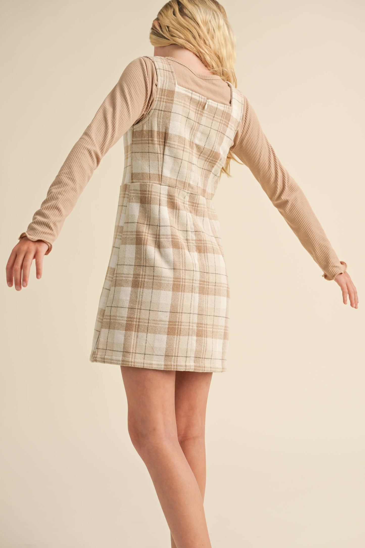 Girls Plaid Overall Dress