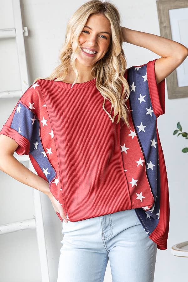 Patriotic Ribbed Top