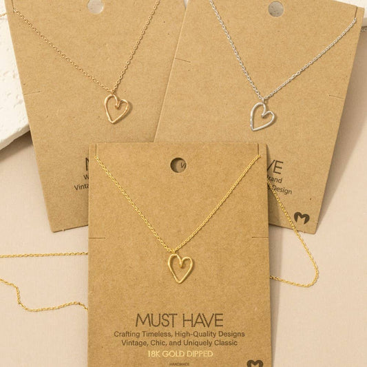 Wire Heart Pendant Necklace | MULTIPLE COLORS