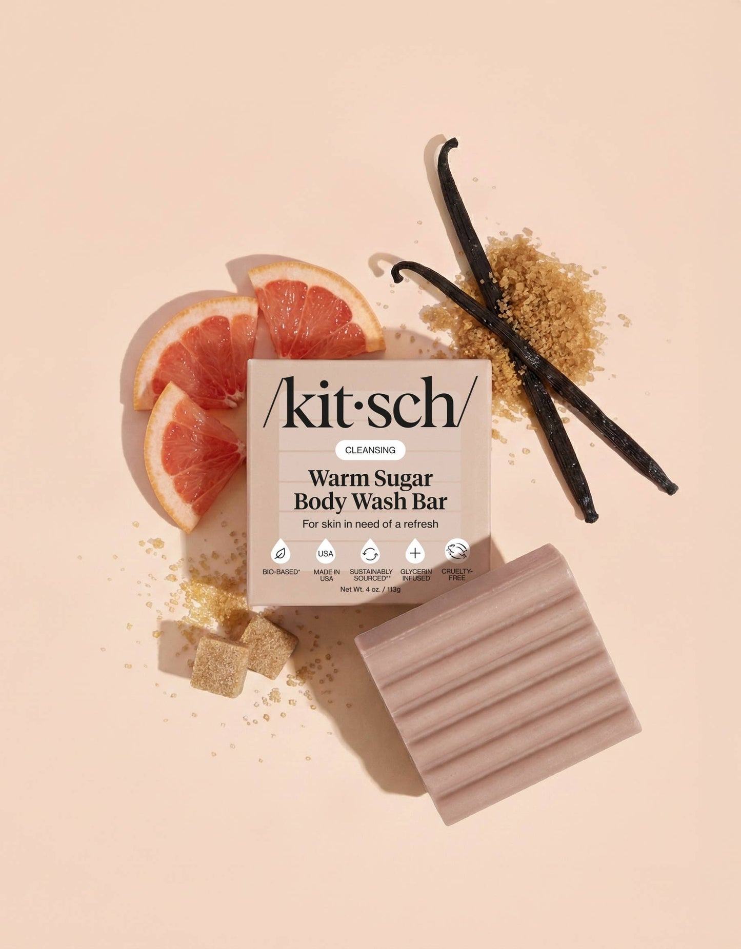 KITSCH Cleansing Warm Sugar Body Wash Bar
