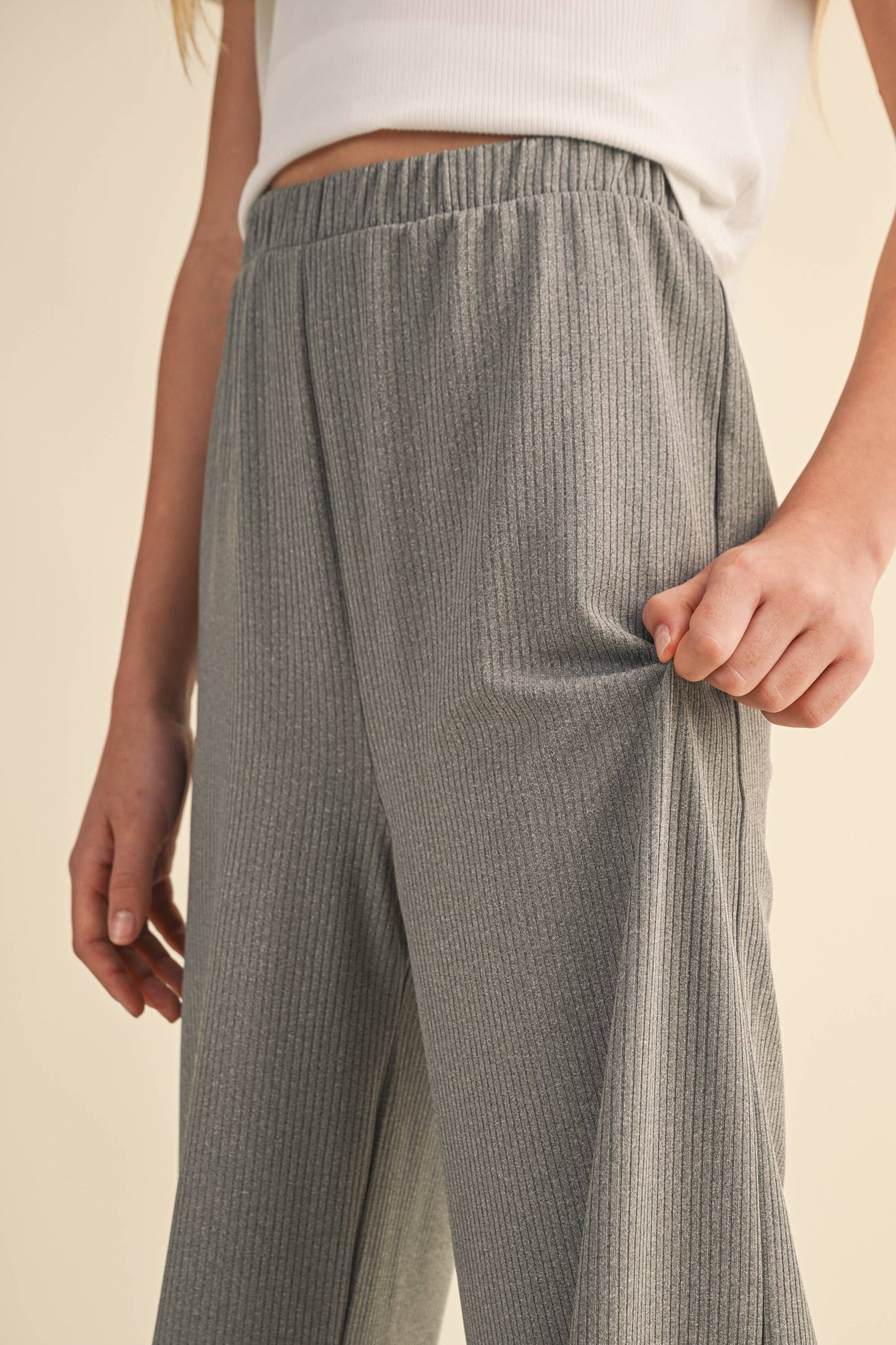 Girls Wide Leg Ribbed Pants