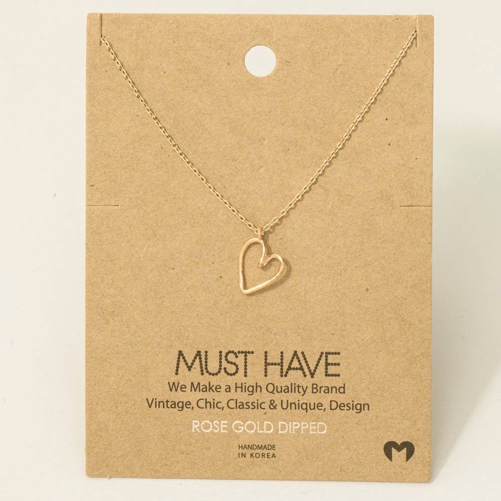 Wire Heart Pendant Necklace | MULTIPLE COLORS