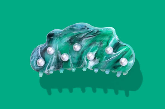 Turquoise & Pearl Claw Clip