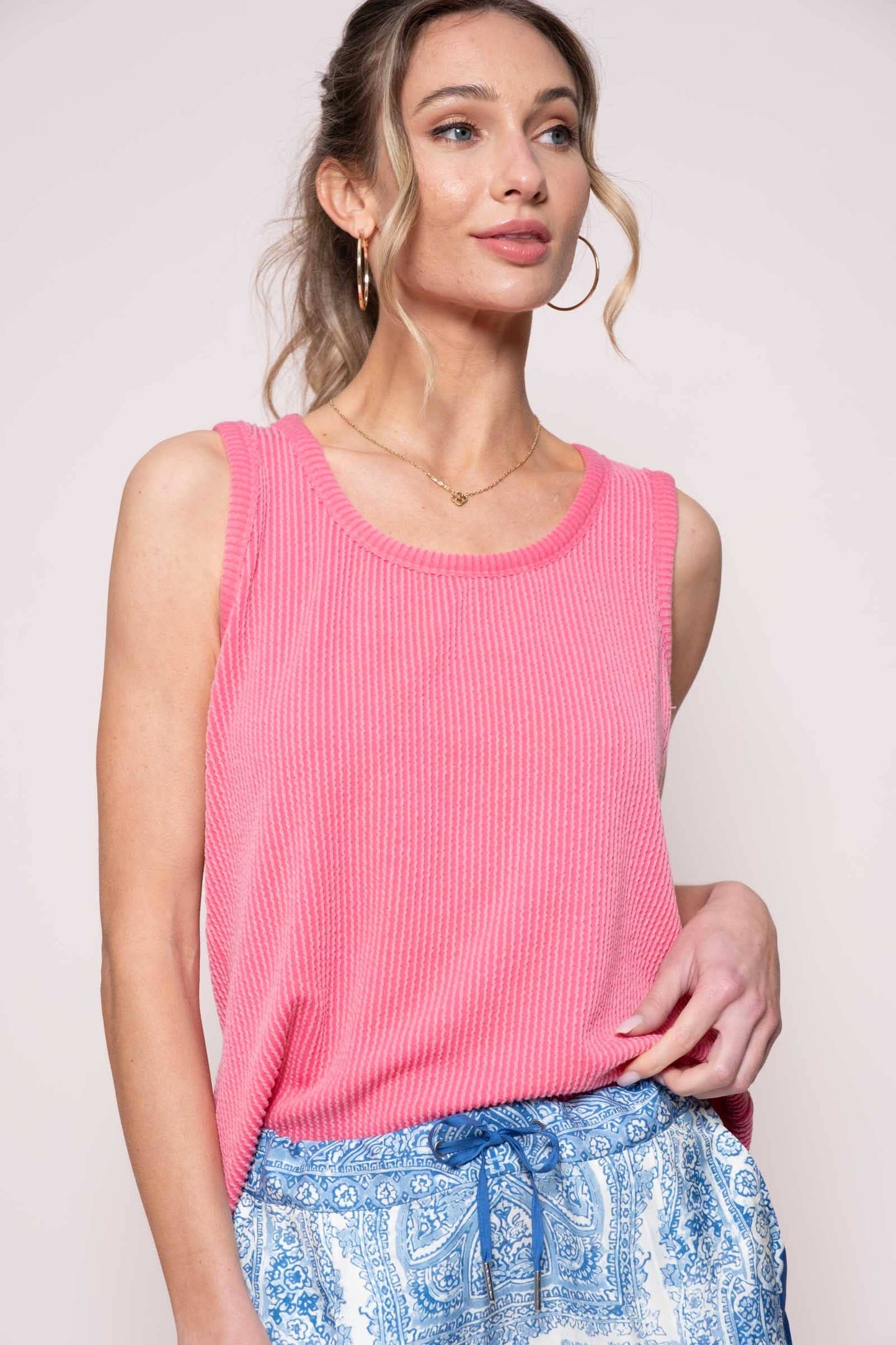 Bubblegum Raised Ribbed Tank