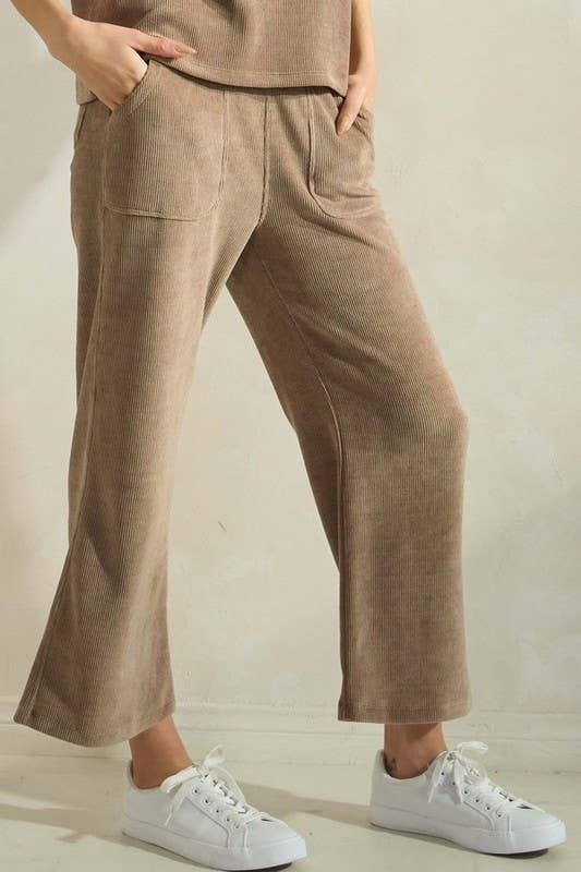 Melanie Wide Leg Corduroy Cropped Pants