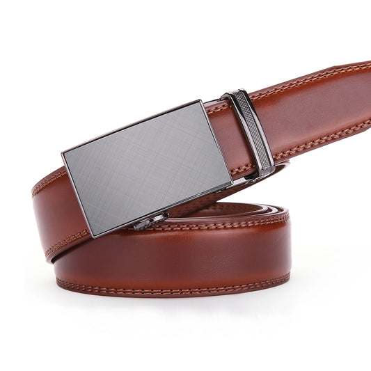 Etched Leather Burnt Umber Ratchet Belt