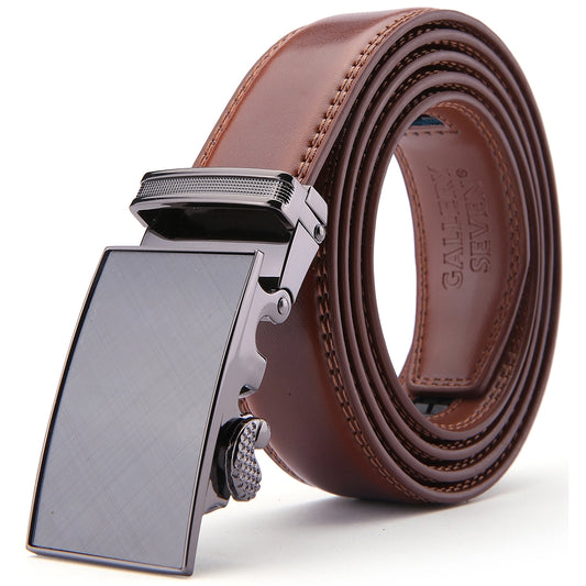 Etched Leather Burnt Umber Ratchet Belt