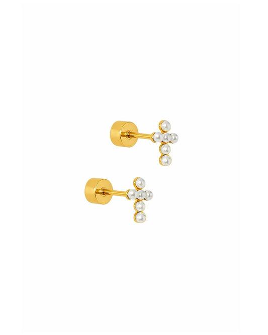 Clara Cross Screwback Stud Earrings