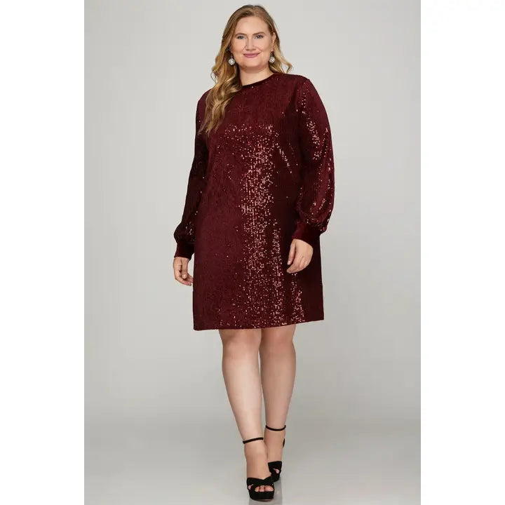 Clara Sequin Mini Dress with Velvet Cuffs