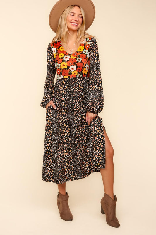 Serena Fall Floral Midi Dress